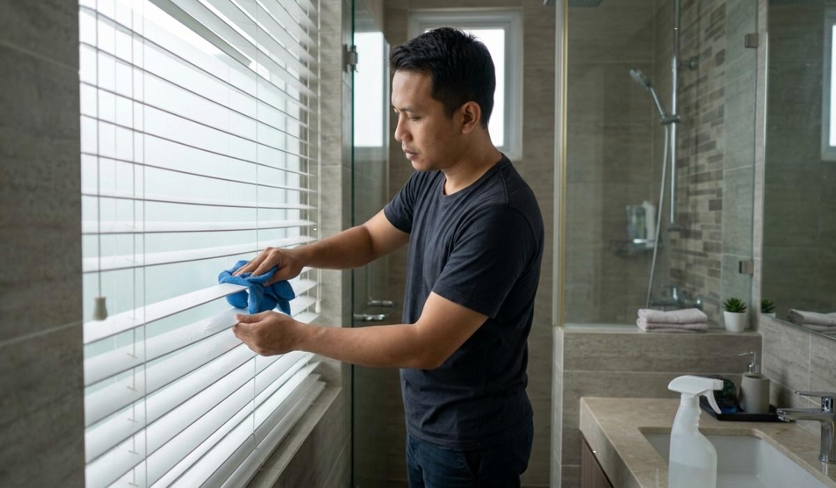 horizontal blind kamar mandi
